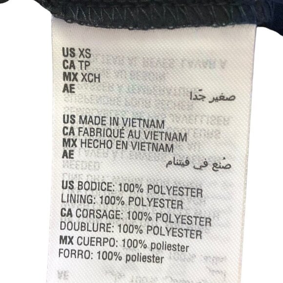 NWT Bar III Blouse Top Black Gray Ruffle Detial Size XS String Tie at Collar NEW - Picture 8 of 9